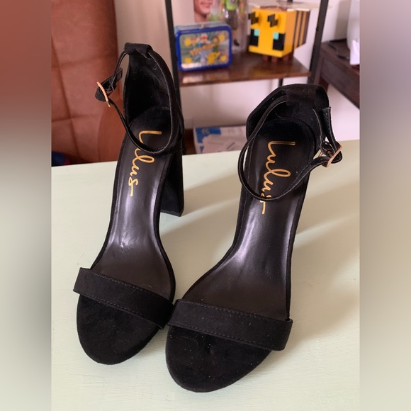 Lulus Black Velvet Heels - Picture 2 of 6